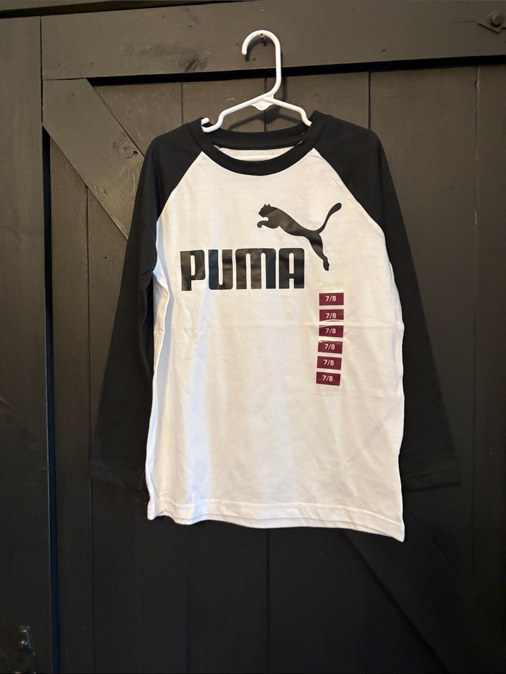 Puma Black & White Raglan Long Sleeve Tee